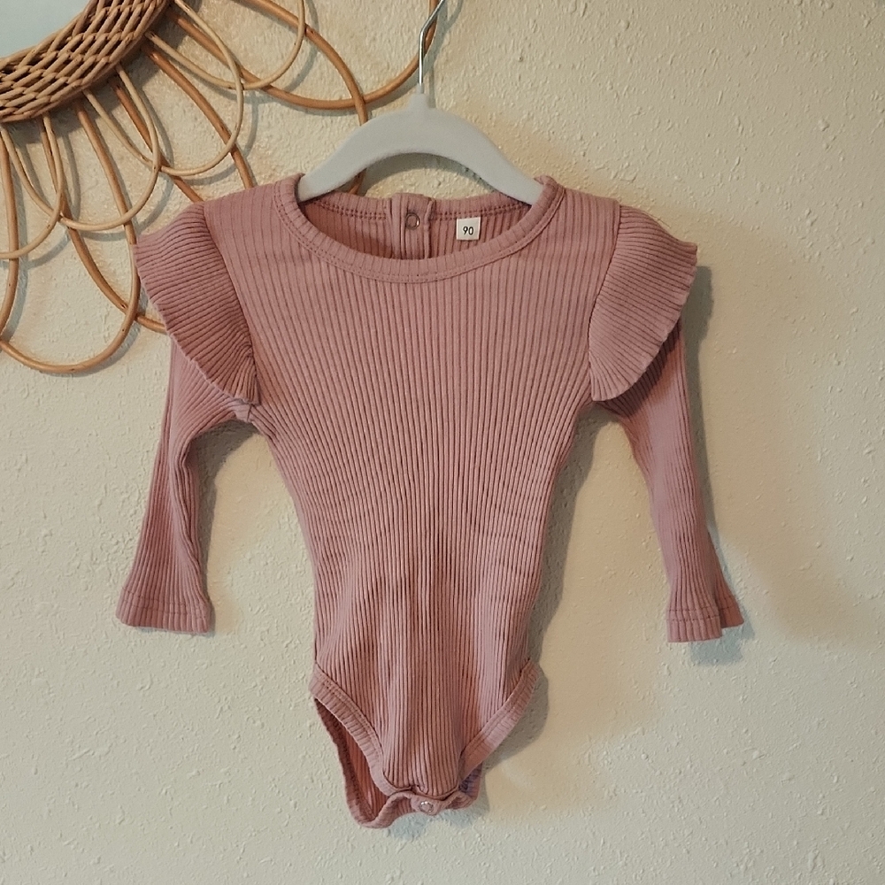 Pink Ribbed Kids One Piece
